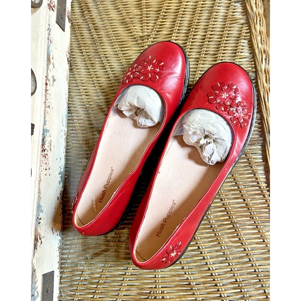 Hush Puppies Chili Pepper Lea Cuir Cayenne Size 8.5 Women’s Floral Flats New - Picture 7 of 9